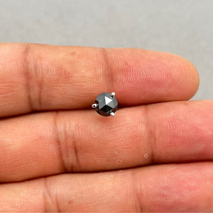EGL USA Certified 1 Ct Black Diamond Men’s Stud Earring in 14K White Gold – Round Rose Cut Solitaire, 0.95-1.15 Ct AAA Quality