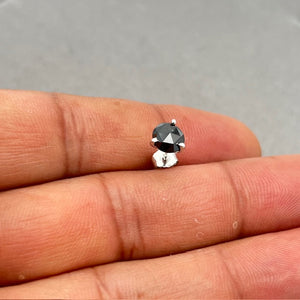 EGL USA Certified 1 Ct Black Diamond Men’s Stud Earring in 14K White Gold – Round Rose Cut Solitaire, 0.95-1.15 Ct AAA Quality