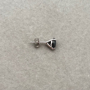 1 Ct Black Diamond Men’s Stud Earring 14K White Gold | EGL USA Certified Round Solitaire 0.95-1.15 Ct AAA Quality 3 Prong Setting