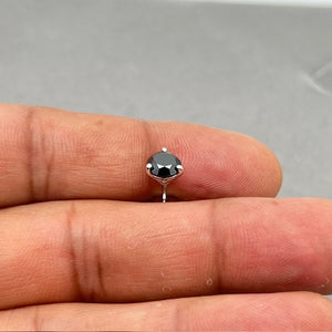 1 Ct Black Diamond Men’s Stud Earring 14K White Gold | EGL USA Certified Round Solitaire 0.95-1.15 Ct AAA Quality 3 Prong Setting
