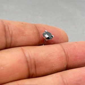 1 Ct Black Diamond Men’s Stud Earring 14K White Gold | EGL USA Certified Round Solitaire 0.95-1.15 Ct AAA Quality 3 Prong Setting