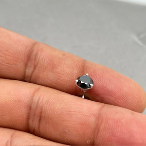 1 Ct Black Diamond Men’s Stud Earring 14K White Gold | EGL USA Certified Round Solitaire 0.95-1.15 Ct AAA Quality 3 Prong Setting