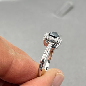 Black Diamond Emerald Cut Ring 7x5mm | 0.50 Ct GH SI1 Diamond Solitaire Ring for Men or Women, 14K Gold Statement Jewelry
