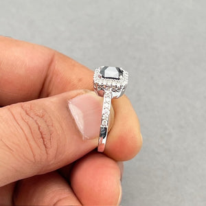 Black Diamond Emerald Cut Ring 7x5mm | 0.50 Ct GH SI1 Diamond Solitaire Ring for Men or Women, 14K Gold Statement Jewelry