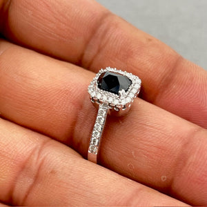 Black Diamond Emerald Cut Ring 7x5mm | 0.50 Ct GH SI1 Diamond Solitaire Ring for Men or Women, 14K Gold Statement Jewelry