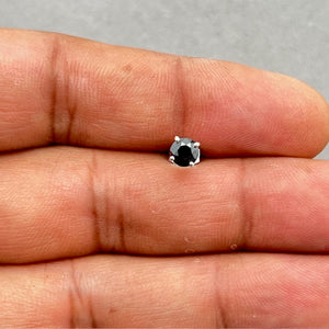 Platinum Men’s Single Stud Earring 0.5 Ct AAA Round Black Diamond Solitaire 4 Prong | 4.89-4.93mm Gemstone