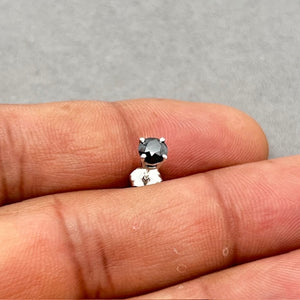 Platinum Men’s Single Stud Earring 0.5 Ct AAA Round Black Diamond Solitaire 4 Prong | 4.89-4.93mm Gemstone