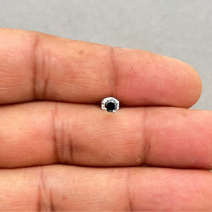 Black Diamond Men’s Stud Earring – 1/9 Ct Round 2.5-3mm AAA Platinum Solitaire 4 Prong, Classic Men’s Jewelry Gift