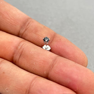 Black Diamond Men’s Stud Earring – 1/9 Ct Round 2.5-3mm AAA Platinum Solitaire 4 Prong, Classic Men’s Jewelry Gift