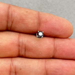 1/2 Ct Round Black Diamond Men’s Stud Earring in 18K White Gold, Solitaire 4 Prong Black Diamond Earring, 0.48-0.60 Ct Single Earring