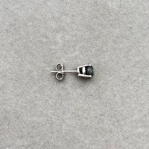1/2 Cts of 4.89-4.93 mm Round AA Black Diamond Mens Stud Earring in Platinum