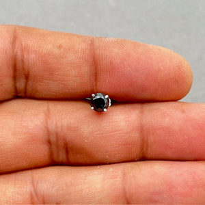 1/2 Cts of 4.89-4.93 mm Round AA Black Diamond Mens Stud Earring in Platinum
