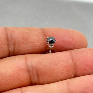 1/2 Cts of 4.89-4.93 mm Round AA Black Diamond Mens Stud Earring in Platinum
