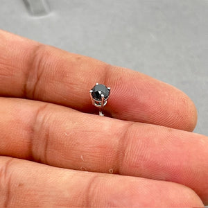 1/2 Cts of 4.89-4.93 mm Round AA Black Diamond Mens Stud Earring in Platinum