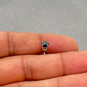 1/2 Cts of 4.89-4.93 mm Round AA Black Diamond Mens Stud Earring in Platinum