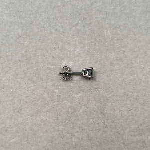 Men’s Princess Cut Black Diamond Stud Earring 0.38 Ct | AAA Solitaire in 14K Blackened White Gold