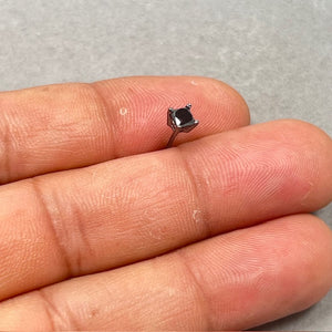 Men’s Princess Cut Black Diamond Stud Earring 0.38 Ct | AAA Solitaire in 14K Blackened White Gold