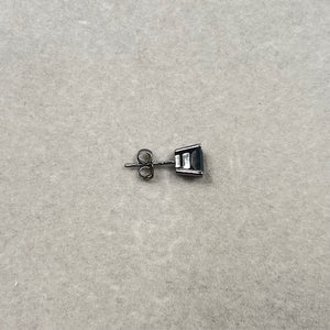 1 Ct Princess Cut Black Diamond Men’s Stud Earring in 14K Blackened White Gold | EGL USA Certified Solitaire AAA Quality