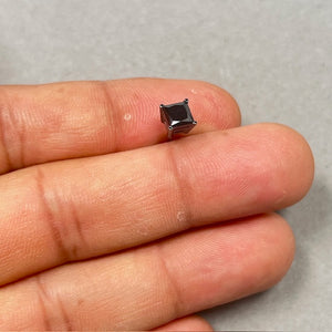 1 Ct Princess Cut Black Diamond Men’s Stud Earring in 14K Blackened White Gold | EGL USA Certified Solitaire AAA Quality