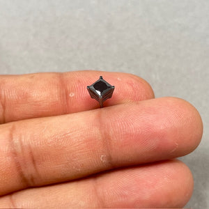 1 Ct Princess Cut Black Diamond Men’s Stud Earring in 14K Blackened White Gold | EGL USA Certified Solitaire AAA Quality