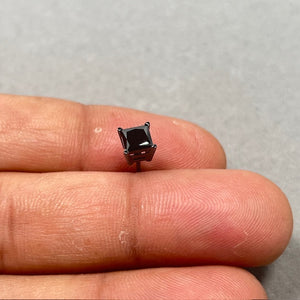 1 Ct Princess Cut Black Diamond Men’s Stud Earring in 14K Blackened White Gold | EGL USA Certified Solitaire AAA Quality