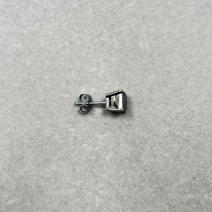 1.5 Ct EGL AAA Princess Black Diamond Men’s Single Stud Earrings in 14K Blackened White Gold, Solitaire Diamond Earrings, Push Back