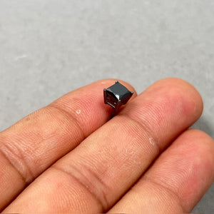 1.5 Ct EGL AAA Princess Black Diamond Men’s Single Stud Earrings in 14K Blackened White Gold, Solitaire Diamond Earrings, Push Back