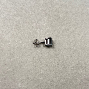 1.25 Ct EGL AA Princess Black Diamond Stud Earrings in 14K Blackened White Gold, Men’s Solitaire Diamond Earrings, Push Back