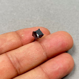 1.25 Ct EGL AA Princess Black Diamond Stud Earrings in 14K Blackened White Gold, Men’s Solitaire Diamond Earrings, Push Back
