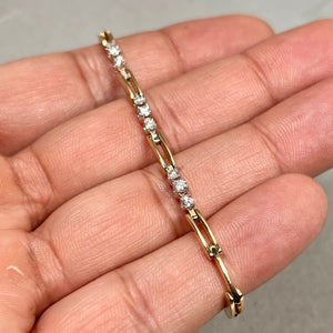 Diamond Bracelet 0.30–0.36 Ct SI2–I1 I–J Color 14K Yellow Gold | 9 Stone Gold Bracelet, Minimalist Fine Jewelry