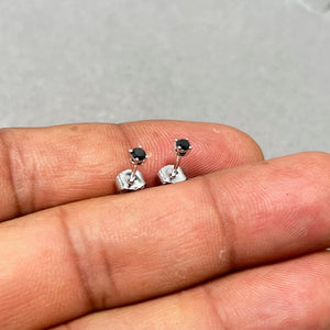 AAA Black Diamond Stud Earrings: 18K White Gold Minimalist Prong Set