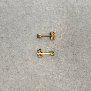 AAA Black Diamond Stud Earrings 0.09–0.12 cts : 18K Yellow Gold Dainty Studs