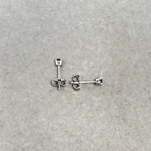 Platinum Round Black Diamond Studs for women | 2.5–3.0 mm AAA Natural Diamonds | Four Prong Push Back Earrings