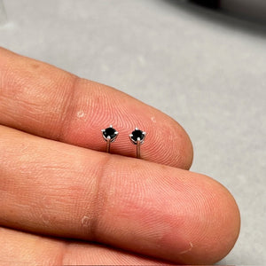 1/9 Ct AA Round Black Diamond Stud Earrings in 18K White Gold, 2.5-3mm Elegant Push Back Earrings for Women