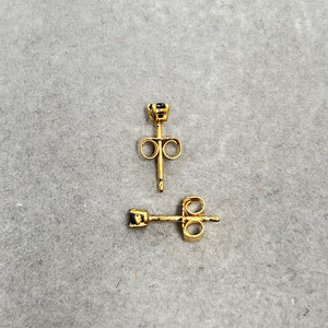 1/9 Ct AA Round Black Diamond Stud Earrings in 18K Yellow Gold, 2.5-3mm Classic Prong Set Jewelry for Women