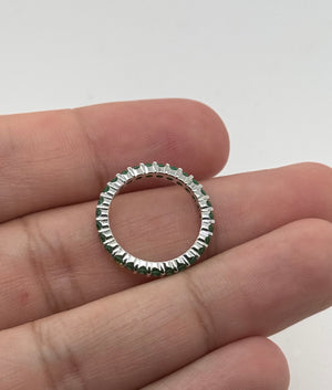 Natural Emerald Eternity Ring | 14K White Gold Emerald Band 0.85 Ct Anniversary Ring Size 4.5