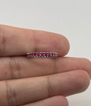 Natural Ruby Eternity Ring | 14K White Gold 1.15 Ct Ruby Band Size 4.5