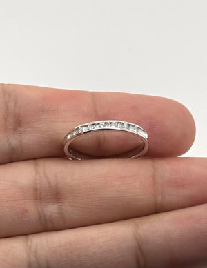 Princess Cut Diamond Wedding Band | 18K White Gold 0.10–0.15 Ct Channel Set Diamond Ring Size 7