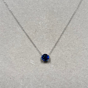 Lab Created Blue Sapphire Pendant 8mm Round • Silver Necklace 18-Inch • Birthday or Anniversary Gift