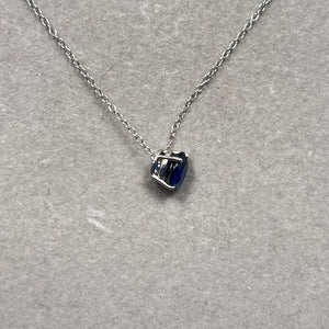 Lab Created Blue Sapphire Pendant 8mm Round • Silver Necklace 18-Inch • Birthday or Anniversary Gift