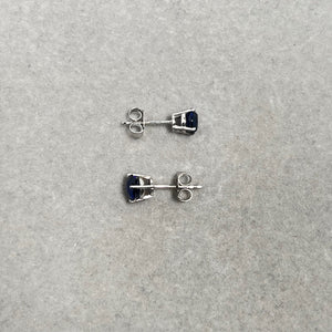 Lab Blue Sapphire Stud Earrings 5mm • Sterling Silver Round Studs • Perfect Gift for Her