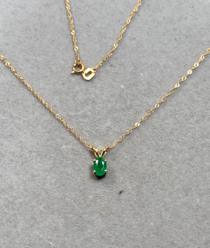 Natural Emerald Solitaire Pendant 18K Yellow Gold | 6x4mm AA Oval Emerald 0.30–0.40 Ct | May Birthstone Necklace Gift