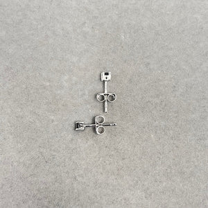 Princess Cut Black Diamond Studs in 18K White Gold for women, AA Quality 2.00–2.50 mm Square Diamond Earrings