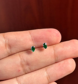 AAA Oval Tsavorite Garnet Stud Earrings 5x3mm in Platinum – 0.46-0.63 Ct Green Garnet Scroll Earrings – Birthstone Fine Jewelry Gift