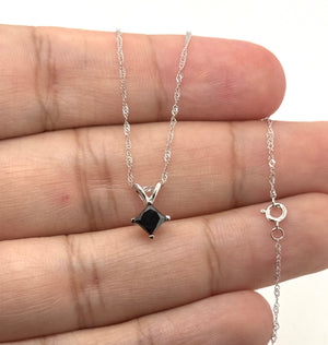 Black diamond pendant presented in a luxury gift box for an anniversary gift for her 