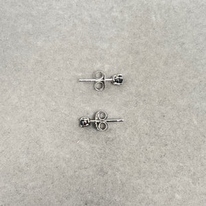 Dainty AA Black Diamond Stud Earrings: 14K White Gold Rose Cut