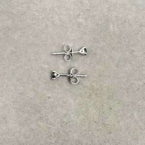 14K White Gold AA Round Black Diamond Stud Earrings for women 2.5–3.0 mm Three Prong Push Back Design