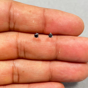 0.09 Ct Black Diamond Stud Earrings 18K White Gold • AAA Round 2.5-3mm Black Diamond Solitaire Earrings • Dainty Fine Jewelry Gift for Her