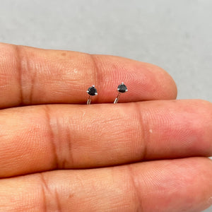 0.09 Ct Black Diamond Stud Earrings 18K White Gold • AAA Round 2.5-3mm Black Diamond Solitaire Earrings • Dainty Fine Jewelry Gift for Her