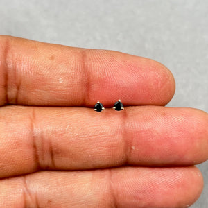 Black Diamond Stud Earrings 14K Yellow Gold • 0.09 Ct Round AAA 2.5-3mm Solitaire Diamond Earrings • Fine Jewelry Gift for Her
